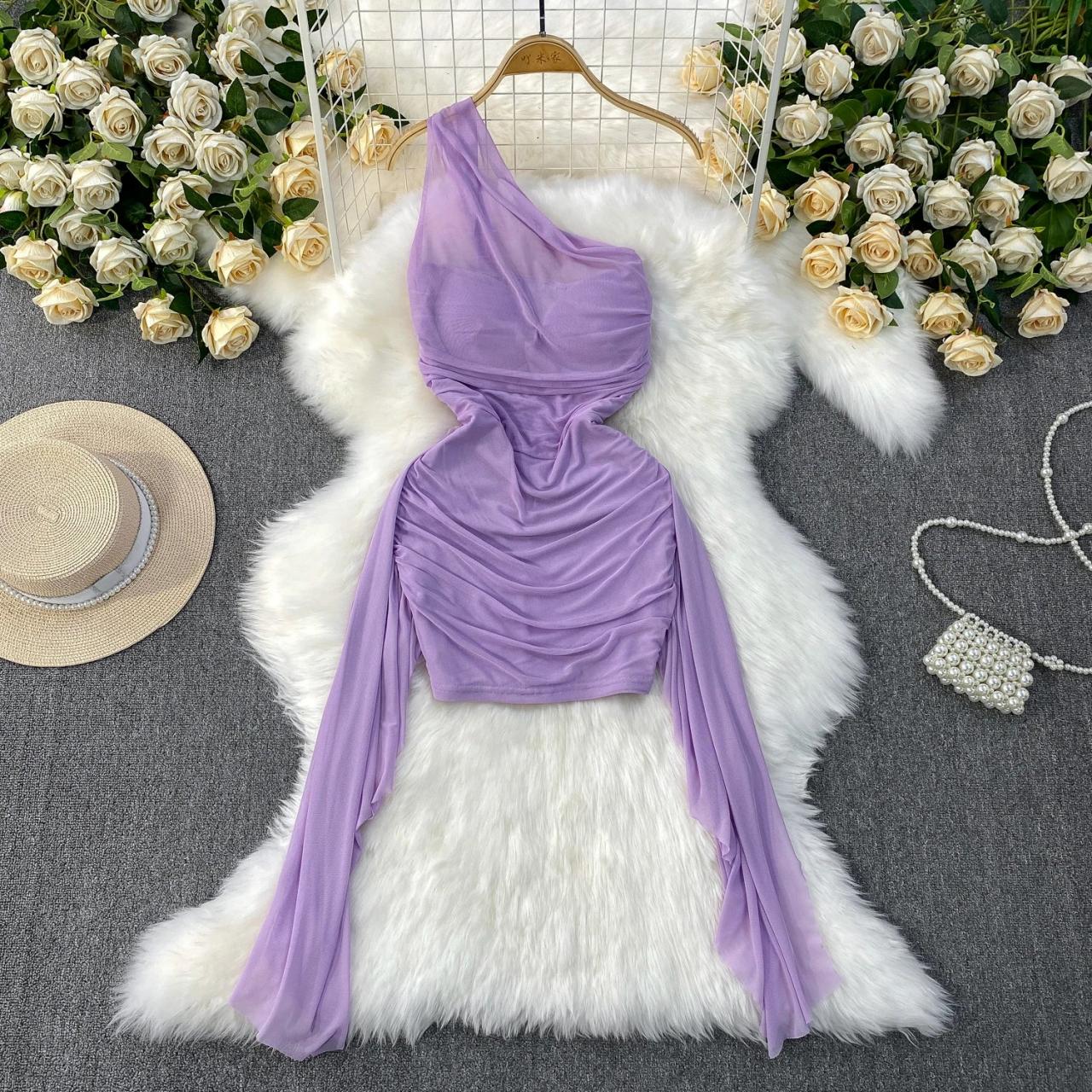 ruched lavender dress Lavender Off Shoulder Draped Ruched Midi Dress