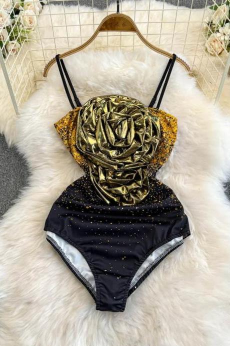 gold swim dress 24 Karat Gold Swimsuit Medium