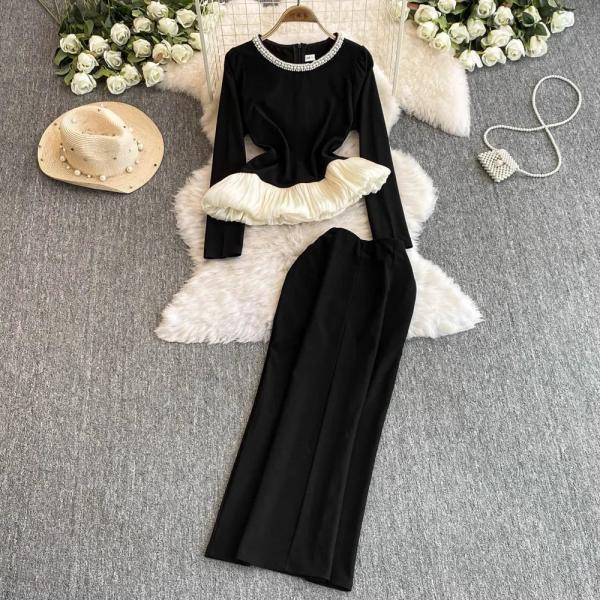 black ruffle sleeve bodycon dress Women'S Long Sleeve Mini Dress Boat Neck Ruffle Bodycon Mini Flowy Cocktail  Party Dresses Black L